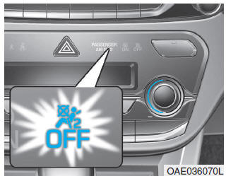 Interruttore airbag frontale del passeggero ON/OFF (se in dotazione)