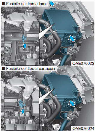 Sostituzione del pannello fusibili vano motore