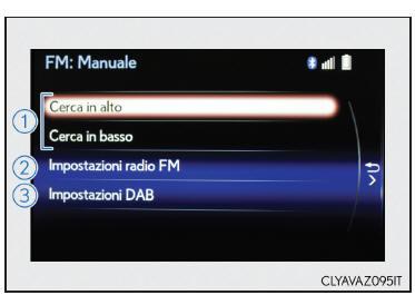 Funzionamento della schermata del menu audio