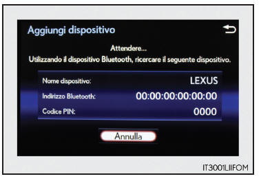 Registrazione di un dispositivo Bluetooth