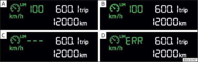  Display a segmenti: esempi di visualizzazioni di stato del limitatore di velocità